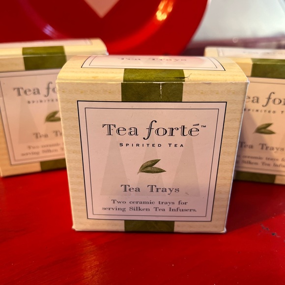 NWT NIB TEA FORTE The Art of Tea 3 Sets (6 trays) Square Ceramic Tea Trays Green - Picture 1 of 8